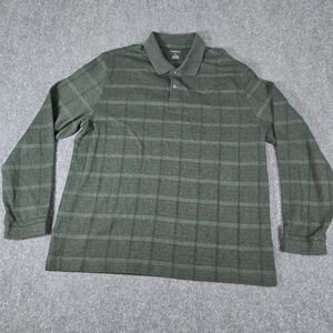 VAN HEUSEN Shirt Mems XL Green Plaid‎ Long Sleeve Studio Jungle